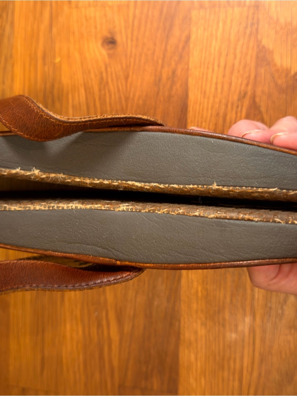 Paniolo by OLUKAI Woman’s Premium Brown Leather Sandals with Embossed Footbed - Picture 8 of 11